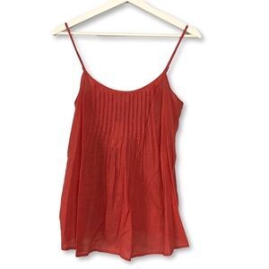 Loft Coral Pleated Cami Tank Top Small Cotton